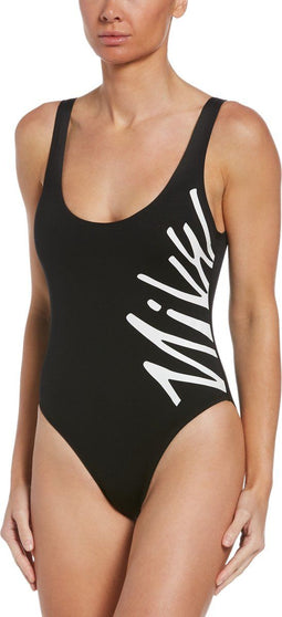 Nike Swim Multi Logo U-Back Badpak - Dames - Gevoerd - Zwart - Maat S