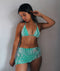 DERRINS Ariya - Bikini Set Dames - 2-delige set met Cover-up Rokje - Groen met Wit (3 stuks)