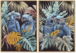 Schilderij Home ESPRIT Papegaai Tropisch Coating 50 x 3,5 x 70 cm (2 Stuks)