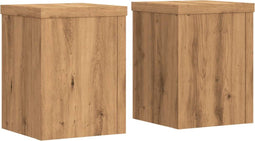 vidaXL - Plantenstandaards - 2 - st - 15x15x20 - cm - hout - artisanaal - eiken