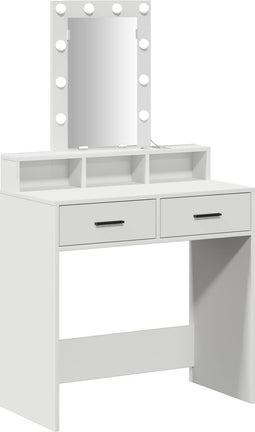 vidaXL - Kaptafel - met - LED-verlichting - - - Wit, - 79x41x140 - cm