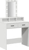 vidaXL - Kaptafel - met - LED-verlichting - - - Wit, - 79x41x140 - cm