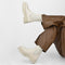 PS Poelman Kimmy - Dames Leren Chunky Chelsea Enkellaarzen - Beige Crème Wit - Maat 40