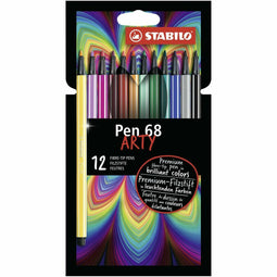 STABILO Pen 68 - Premium Viltstift - ARTY Etui 12 Verschillende Kleuren