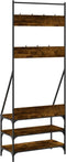 vidaXL - Kledingrek - met - schoenenrek - 72x34x184 - cm - gerookt - eikenkleurig