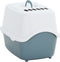 vidaXL - Kattenbak - met - deksel - 56x40x40 - cm - polypropeen - wit - en - blauw