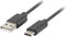 Lanberg CA-USBO-10CU-0005-BK - USB 2.0 A naar USB C Kabel - 480 Mb/s - Zwart