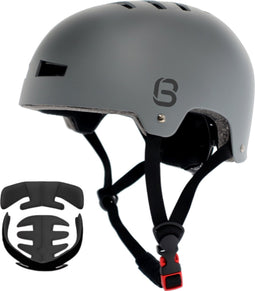Big Bang Gear Matte Grey (S) Helm voor Volwassenen & Kinderen – Skate Helm Kinderen – SkateHelm – Skate Helm Kind – Helmet – Helmen – Helm Kind – Fietshelm Kinderen, Sporthelm, Mannen, Heren – Jongens – Meisjes – Volwassenen – Kinderen
