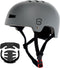 Big Bang Gear Matte Grey (S) Helm voor Volwassenen & Kinderen – Skate Helm Kinderen – SkateHelm – Skate Helm Kind – Helmet – Helmen – Helm Kind – Fietshelm Kinderen, Sporthelm, Mannen, Heren – Jongens – Meisjes – Volwassenen – Kinderen