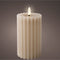 Lumineo Luxe LED kaars/stompkaars - lichtgrijs - ribbel - D7,5 x H14,8 cm - timer