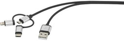 Renkforce RF-3335106 - Kabel - USB A naar USB-C/Lightning/Micro USB - Grijs