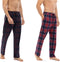 Milanoro - Set van 2 katoenen pyjamabroeken - Verstelbare tailleband - Navy/bordeaux geruit (2 stuks)