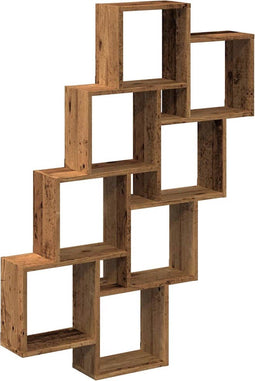 vidaXL - Wandschap - kubus - 90x15x119,5 - cm - bewerkt - hout - oud - houtkleurig