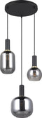 TRIO DIVA - Hanglamp - 3 lichtpunten - Zwart mat - Rookglas (1 stuk)