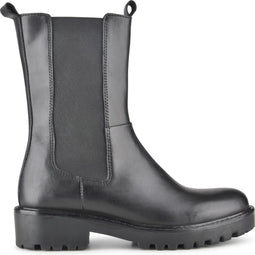 PS Poelman Bond - Dames Leren Chelsea Enkellaarzen - Chunky Zool 4,5 cm - Zwart - Maat 38