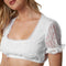 Dressforfun Dirndlblouse Franzi XL - Dirndlblouse - Korte mouwen met bloemenkant - Wit