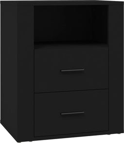 vidaXL - Nachtkastje - 50x36x60 - cm - bewerkt - hout - zwart