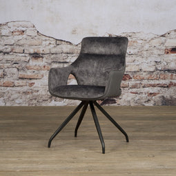 SIDD Nola swivel armchair - Grey velvet 8196-21 / fabric 7501-11