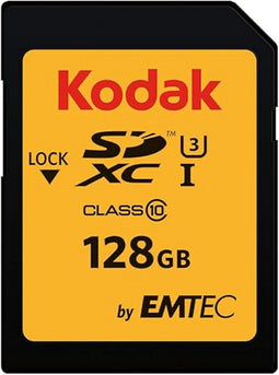 Kodak Ultra Performance EKMSD128GXC10HPRK - 128GB SDXC-kaart - 4K Ultra HD Class 10 UHS-I U3 V30 A1 - Zwart