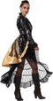 Dressforfun Steampunk Rebel - Dameskostuum - Asymmetrische rok met franjes - Donker