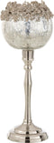 J-Line theelichthouder op voet Juweel - metaal/aluminium/glas - zilver - large
