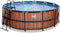 EXIT Wood zwembad ø427x122cm met filterpomp - bruin