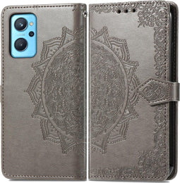 iMoshion Hoesje Geschikt voor Realme 9i Hoesje Met Pasjeshouder - iMoshion Mandala Bookcase - Grijs