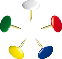 Alco punaises plat - set 100x - gekleurd - voor prikbord