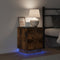 vidaXL - Nachttafeltje - met - LED-verlichting - in - Gerookt - Eiken - 39x34.5x50 - cm