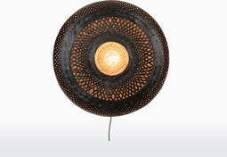 GOOD&MOJO Wandlamp Palawan - Bamboe Zwart - Ø60cm - Binnen Scandinavisch,Bohemian