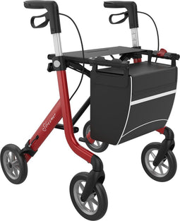 Rehasense Streamer Ultra Lichtgewicht Rollator 5.7 kg Large Rood - Soft Dempingsbanden - Trillingvrij