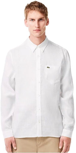 Lacoste Woven Overhemd Heren - Wit - Maat 46