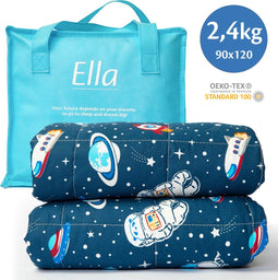 Ella Verzwaringsdeken Kind - 2,4kg - 90 x 120cm - OEKO-TEX Katoen - Ruimte & Astronauten