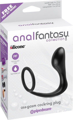 Anal Fantasy AssGasm Cockring en Buttplug - Zwart