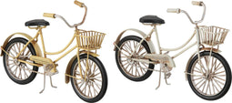 J-Line decoratie Damesfiets Mandje - metaal - beige/geel - 2 stuks