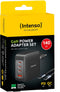 Intenso W140A3C+C520C - 140W GaN lichtnetadapter set - 4 poorten - USB-C kabel 2m - Zwart
