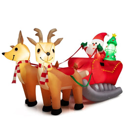 Coast Opblaasbare Kerstslee - Kerstman en Rendieren - LED-Verlichting - 220 x 100 x 130 cm
