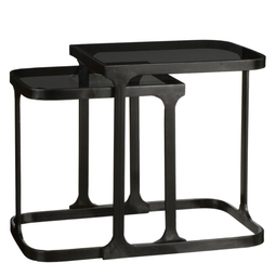 Mica Decorations Kevin - Bijzettafel Set van 2 - Elegant design met hoogteverschil - Zwart (2 stuks)