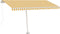 vidaXL - Luifel - handmatig - uittrekbaar - met - LED - 400x350 - cm - geel - en - wit