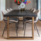 Eettafel Bony 220x100cm visgraatmotief - zwart/geborsteld goud