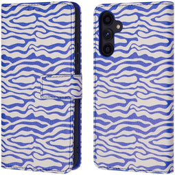 iMoshion Hoesje Geschikt voor Samsung Galaxy A34 (5G) Hoesje Met Pasjeshouder - iMoshion Design Bookcase smartphone - Meerkleurig / White Blue Stripes