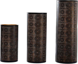 PTMD Yolein Rond Windlicht - H50 x Ø18 cm - Set van 3 - Ijzer - Grijs