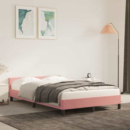 vidaXL - Bedframe - met - hoofdeinde - zonder - matras - 120x200 - cm - fluweel - roze