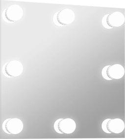 vidaXL - Wandspiegel - met - LED-lampen - vierkant - glas