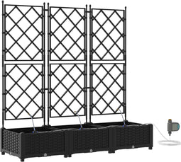 vidaXL - Tuinbakken - met - Waterirrigatiesysteem - 3 - stuks - Zwart