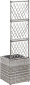 vidaXL - Latwerkplantenbak - verhoogd - met - 1 - pot - 30x30x107 - cm - rattan - bruin
