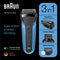 Braun Series 3 - Elektrisch Scheerapparaat Wet&Dry - 3 Scheerkoppen - Zwart/Blauw