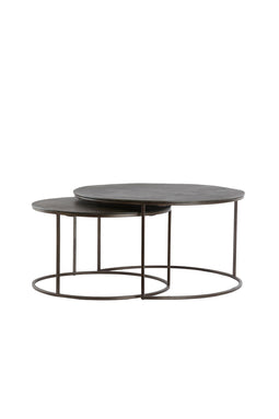 Light&living Salontafel S/2 Ø61x37+Ø76x41 cm TALCA donker bruin