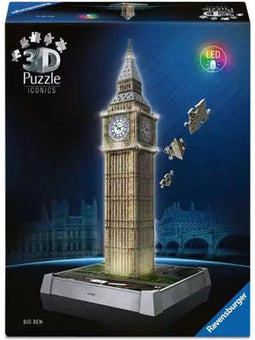 Ravensburger Iconics - Big Ben - 3D Puzzel met LED-verlichting - (216 stuks)