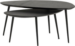 Salontafel Flare Set van 2 Mangohout Organisch Zwart - Modern Design - 90x43x40 cm - Bijzettafels